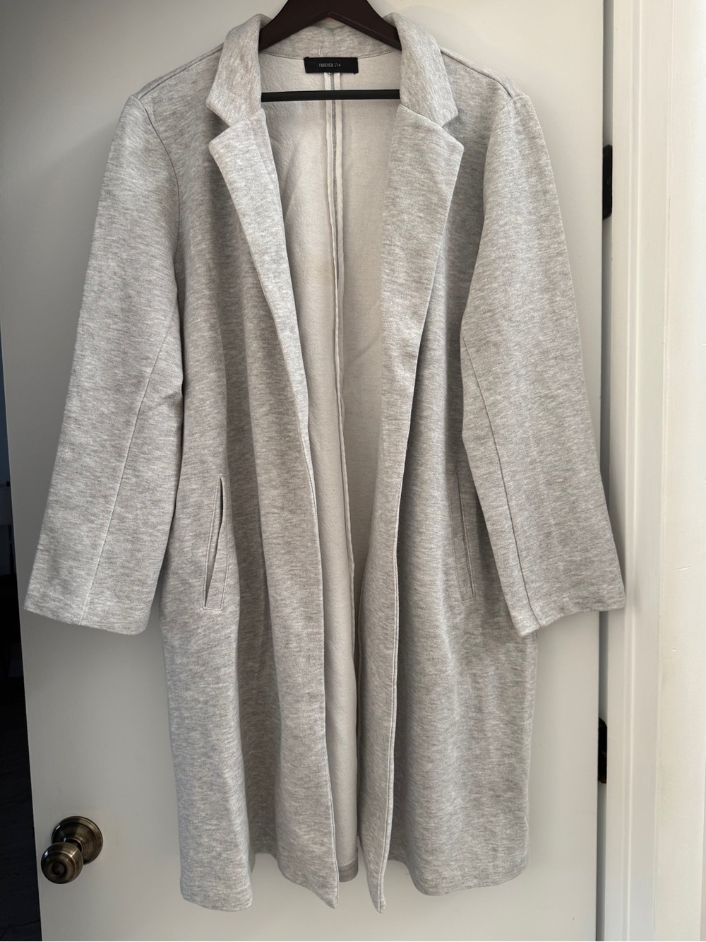 Forever 21 Plus Size Light Gray Open-Front Coat